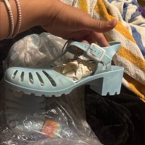 BAMBOO Light Blue Jelly Sandals